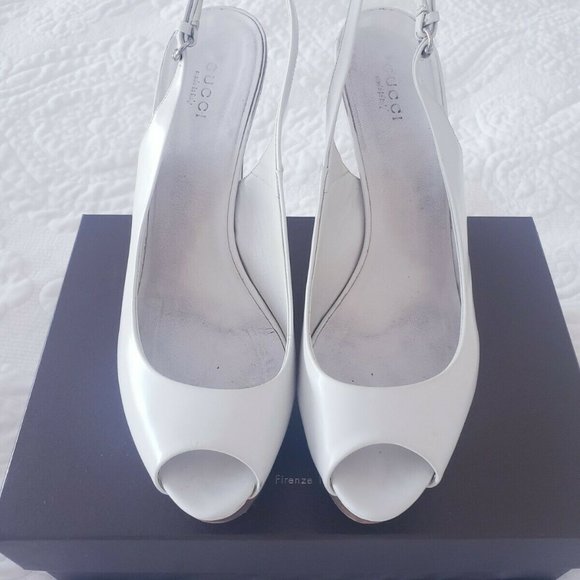 !SOLD! High End Brand GUCCI Wedges Wooden Platform Open Toe Slingbacks ITALY 8.5 - Picture 5 of 8